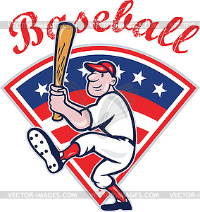 American Baseball Player Batting Cartoon - vector clip art