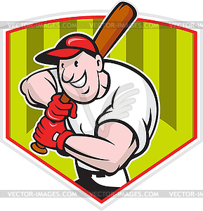 Baseball Player Batting Diamond Cartoon - vector image