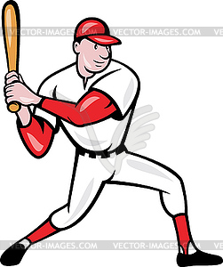 American Baseball Player Batting Cartoon - royalty-free vector image