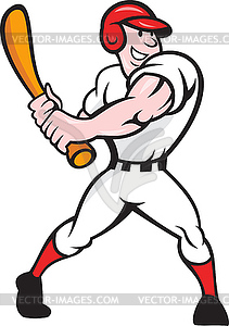 Baseball Player Batting Cartoon - vector image