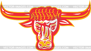 Texas Longhorn Bull Head Retro Woodcut - vector clipart