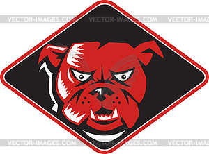 Angry Bulldog Head Front Retro - vector image