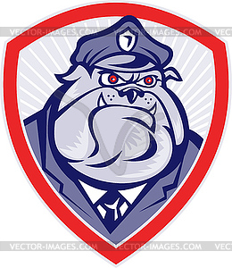 Cartoon Police Dog Watchdog Bulldog Shield - royalty-free vector clipart