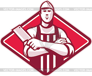 Butcher Cutter Worker Meat Cleaver Knife Retro - vector image