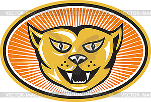 Angry Cat Head Front Retro - vector clipart