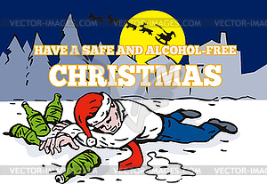 Drunk Man Wearing Santa Hat - royalty-free vector image