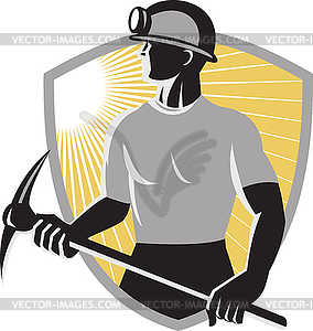 Coal-miner-pick-ax-shield - vector clipart