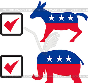 Republican Elephant Democrat Donkey Election Ballot - vector image