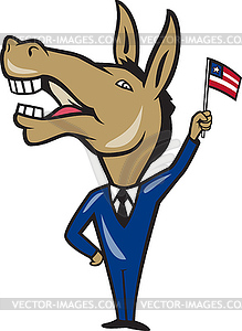 Democrat Donkey Mascot American Flag - vector image