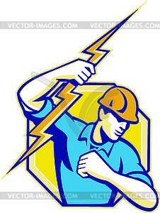 Electrician Construction Worker Retro - vector clipart