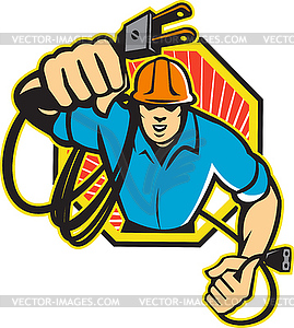 Electrician Construction Worker Retro - vector EPS clipart