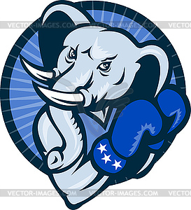Elephant With Boxing Gloves Democrat Mascot - vector clipart