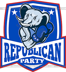 Republican Elephant Mascot Boxer Shield - vector image
