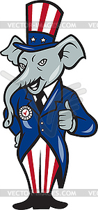 Republican Elephant Mascot Thumbs Up USA Flag - vector clipart