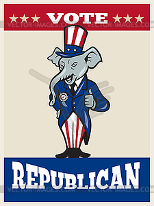 Republican Elephant Mascot Thumbs Up USA Flag - vector image