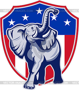 Republican Elephant Mascot USA Flag - vector clipart