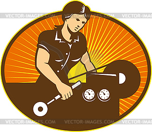 Female Machinist Worker La Machine - vector clipart