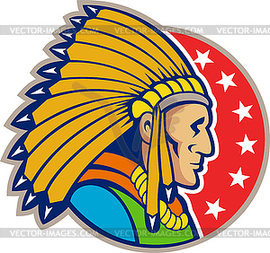 Native American Indian Headgear Side - vector image