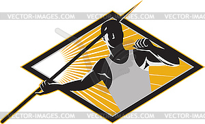 Track and Field Athlete Javelin Throw Retro - vector image