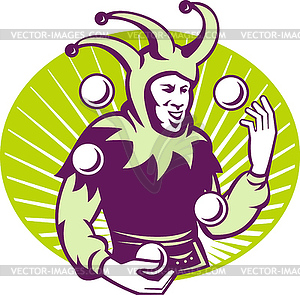 Jester Juggler Juggling Balls Retro - stock vector clipart