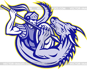 Knight St. George Fighting Dragon - royalty-free vector image
