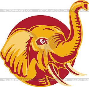 Angry African Elephant Head Retro - vector clipart / vector image