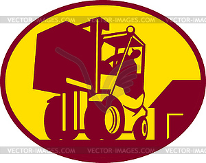 Forklift Truck Operator Retro - vector clipart