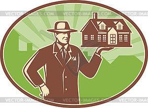 Realtor Real Estate Salesman House Retro - vector clip art