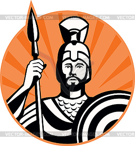 Roman Centurion Soldier With Spear And Shield - vector clipart