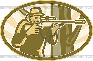 Hunter Shooter Aiming Telescope Rifle Retro - stock vector clipart