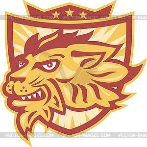 Lion Mascot Head Shield - vector image