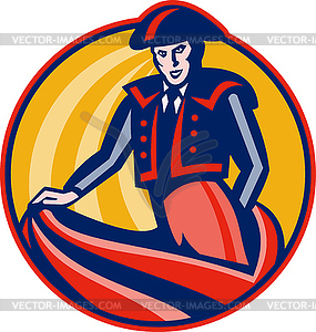 Matador Bullfighter Cape Retro - vector clip art