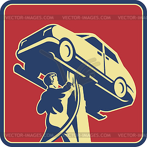 Mechanic Technician Car Repair Retro - vector clipart