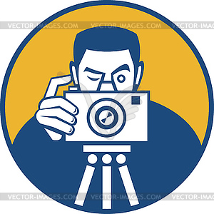 Photographer With Camera Retro - stock vector clipart