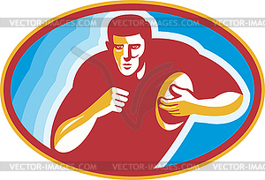 Rugby Player Running With Ball - vector clipart