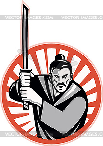 Samurai Warrior Sword Retro - vector image