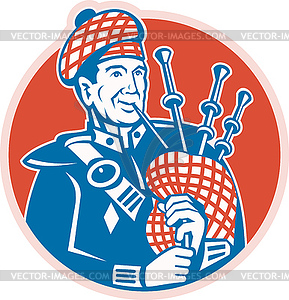 Scotsman Scottish Bagpiper Retro - vector image