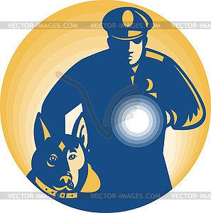 Охрана Полицейский полицейских собак - векторный клипарт