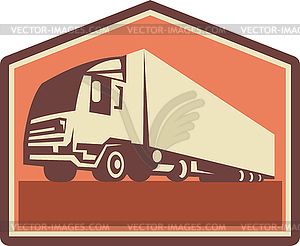 Container Truck and Trailer Flames Retro - vector clip art