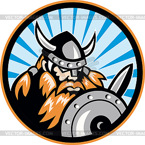 Viking Raider Barbarian Warrior Retro - vector image