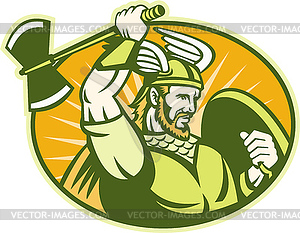 Viking Raider Barbarian Warrior Retro - vector clipart