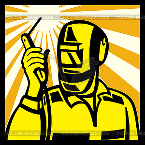 Welder Worker Welding Torch Retro - vector image