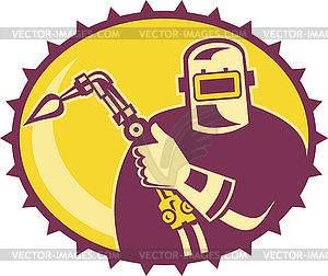 Welder Worker Welding Torch Retro - vector clip art