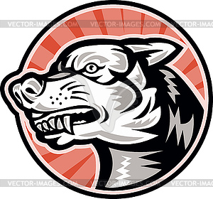 Angry Mongrel Dog Retro - vector clip art