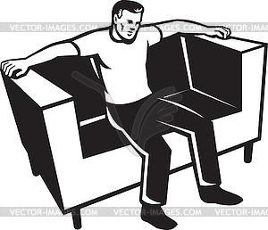 Man Sitting On Couch Chair - vector clip art