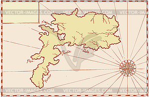 Vintage Map of Island - vector image