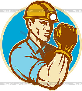 Coal Miner With Clenched Fist Retro - vector clipart