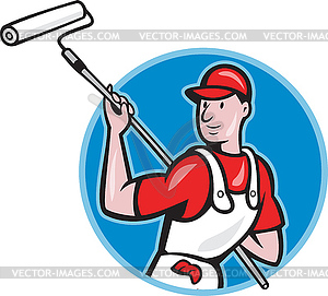 House Painter With Paint Roller Cartoon - vector clipart