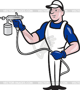 Spray Painter Spraying Gun Cartoon - vector clipart