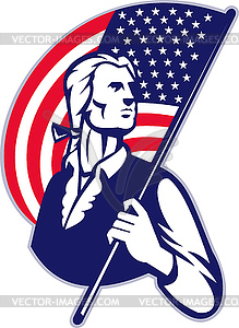 Patriot Minuteman With American Stars and Stripes - vector clipart